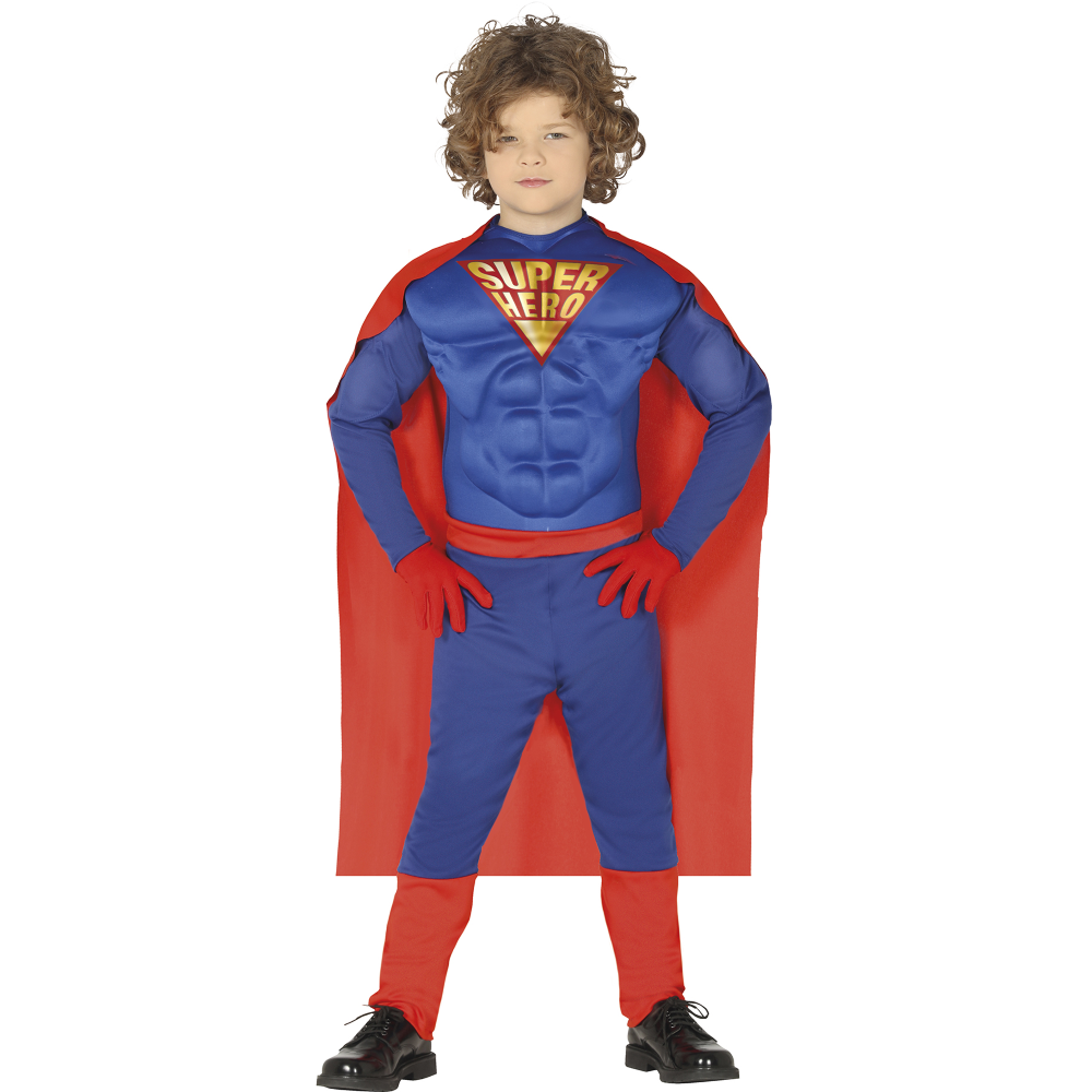 Costume Supereroe Muscoloso Travestimento Carnevale Feste in Maschera Cosplay Superman - 8848