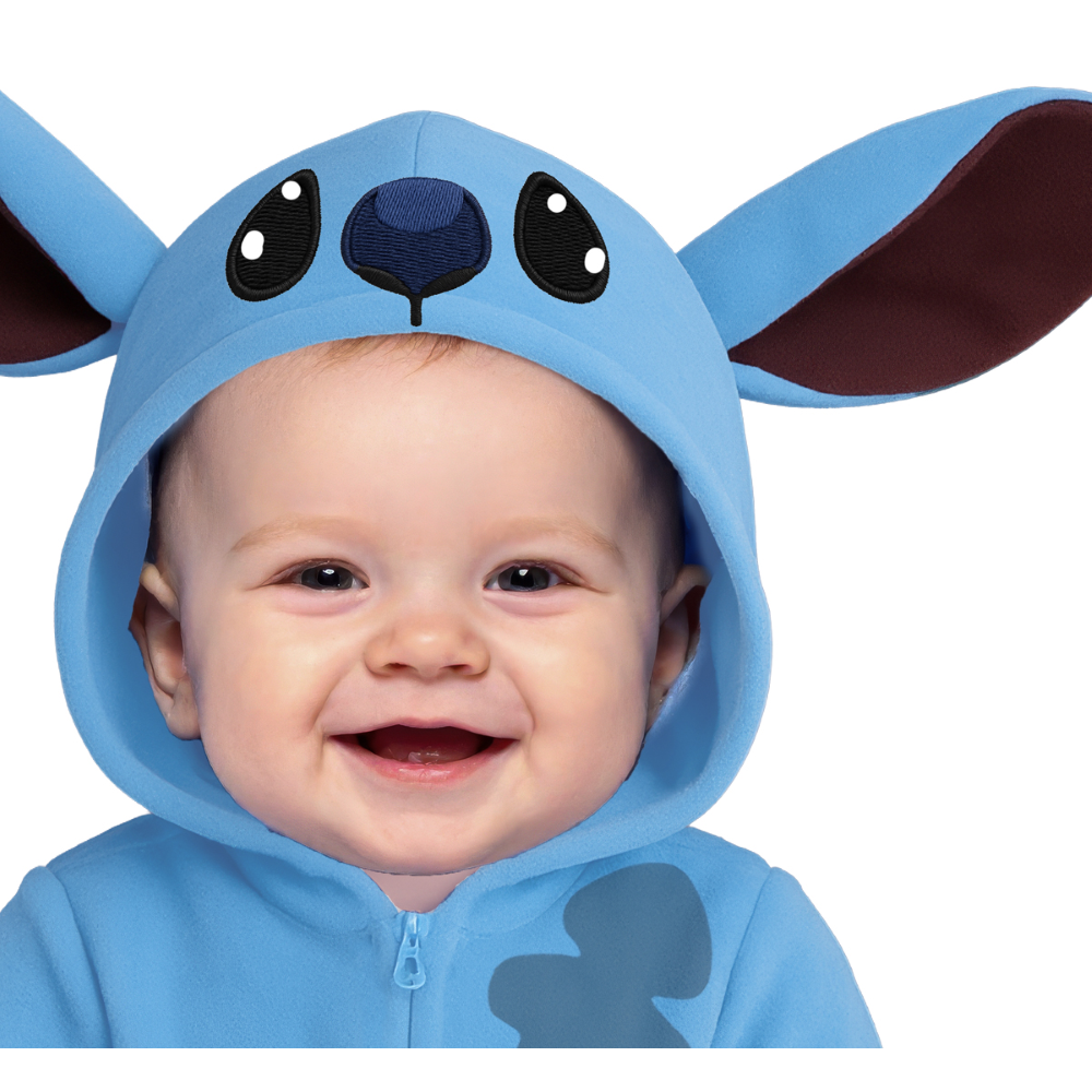 Costume Alieno Blu Tuta con Cappuccio Travestimento Carnevale Cosplay Stitch Feste in Maschera - 7620