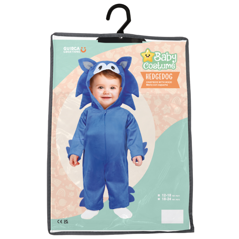 Costume Riccio Blu Baby Tuta con Cappuccio Travestimento Carnevale Cosplay Sonic Feste in Maschera - 7621
