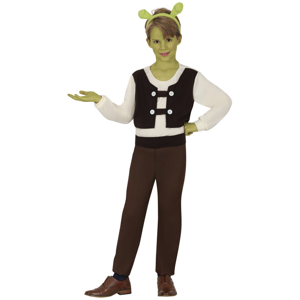 Costume Mostro Della Palude Travestimento Orco Verde Carnevale Cosplay Shrek Feste in Maschera - 7872