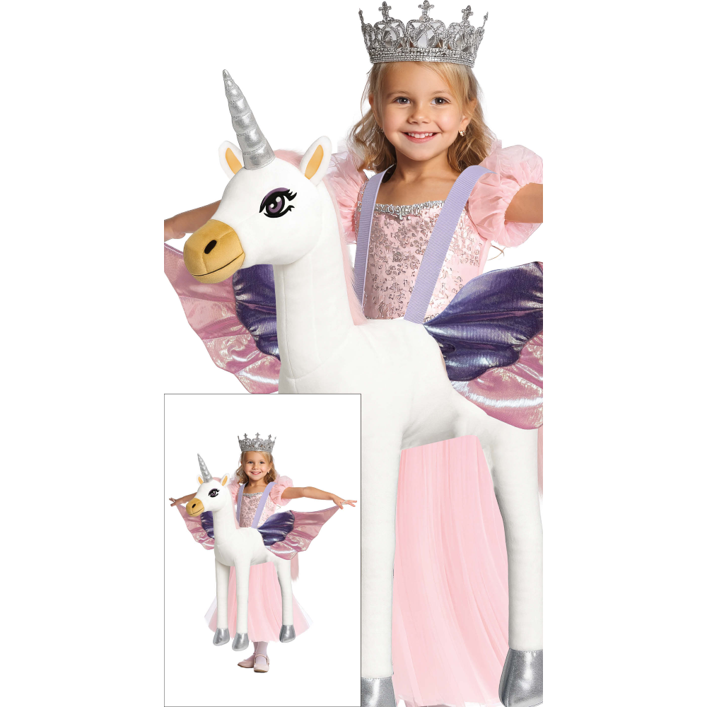 Costume Unicorno Abito e Peluche Travestimento 7-9 Anni Carnevale Feste a Tema - 78760
