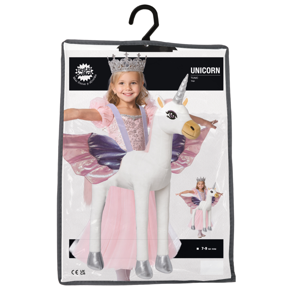 Costume Unicorno Abito e Peluche Travestimento 7-9 Anni Carnevale Feste a Tema - 78760