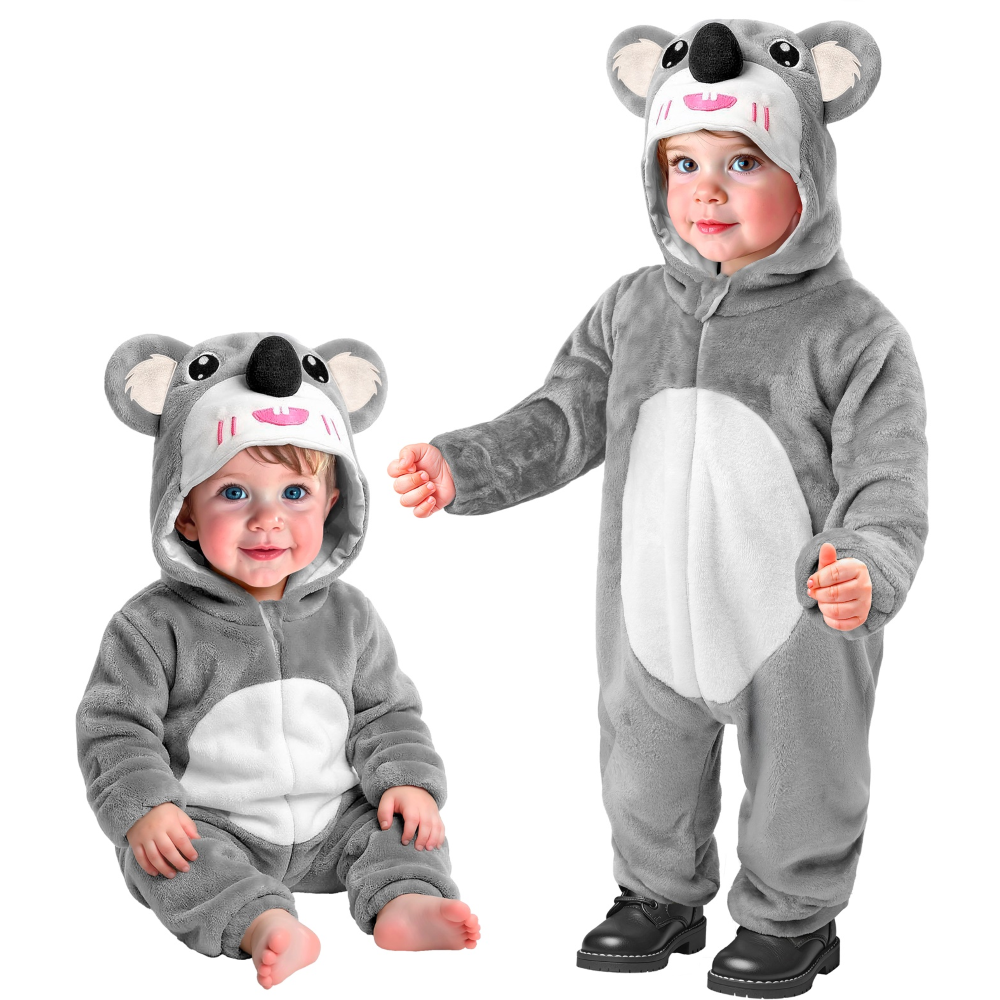 Costume Koala in Morbido Velluto Tuta con Cappuccio Travestimento Carnevale Cosplay Feste in Maschera - 9549