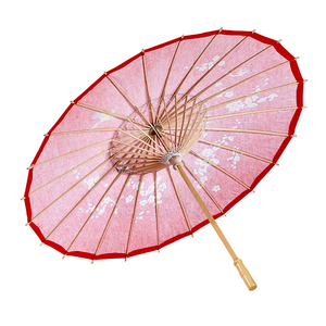 Parasole Orientale in Carta Rosso con Struttura in Legno Accessori Vestiti Carnevale - 66789