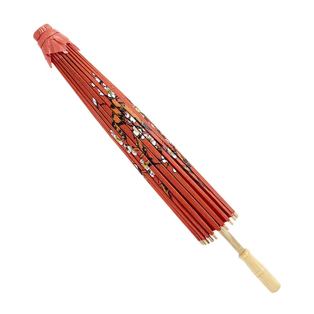 Parasole Orientale in Carta Rosso con Struttura in Legno Accessori Vestiti Carnevale - 66789