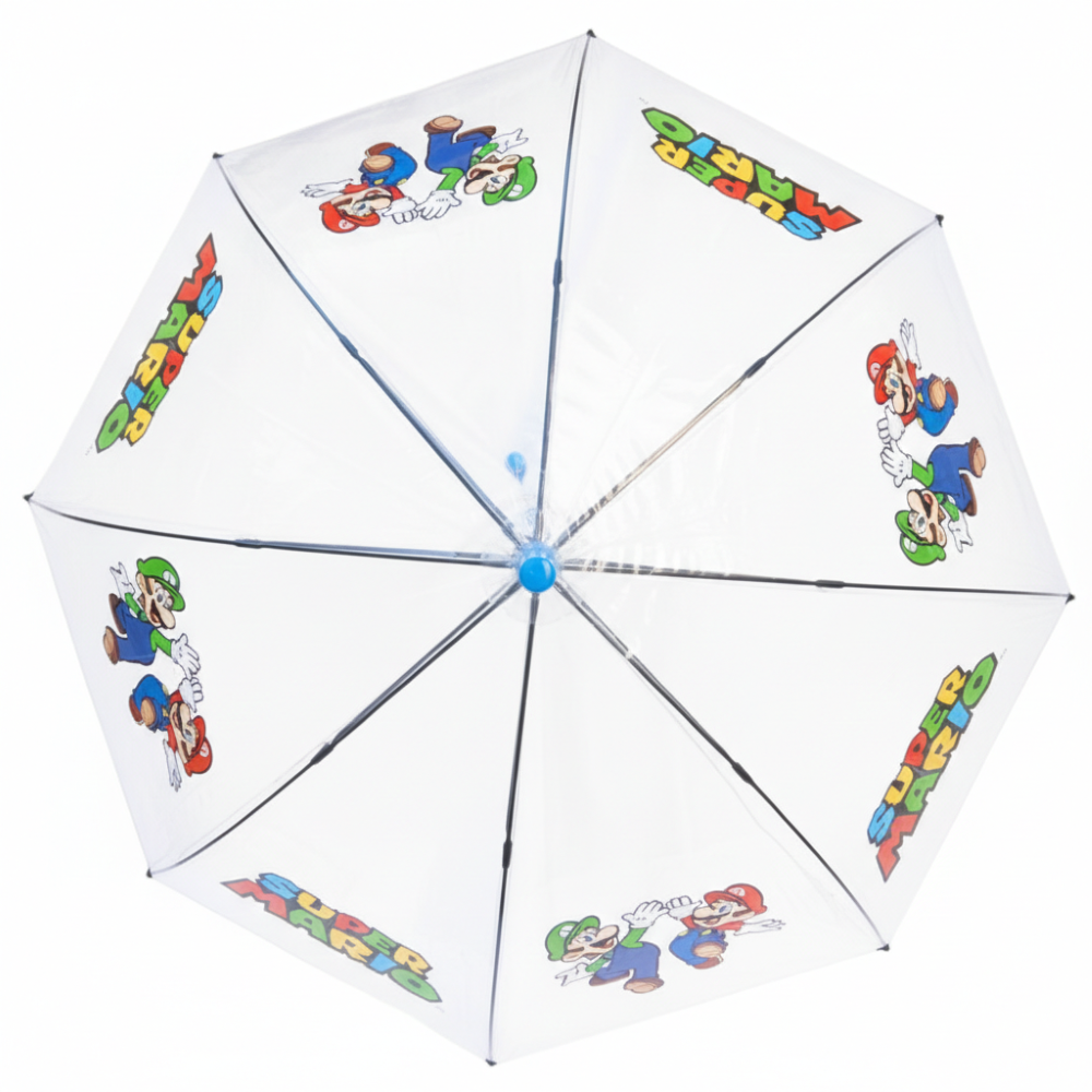 Ombrello a Cupola Super Mario Apertura Automatica Manico Ergonomico Accessorio per la Pioggia Bambini