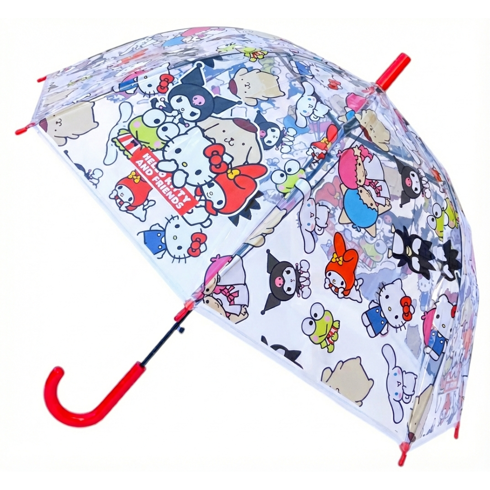Ombrello a Cupola Hello Kitty & Friends Sanrio Apertura Automatica Manico Ergonomico Accessorio per la Pioggia Bambini