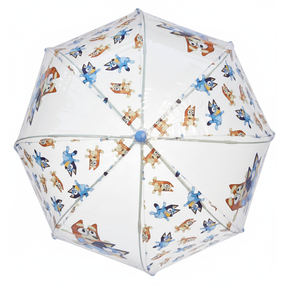 Ombrello a Campana Bluey e Bingo Trasparente Apertura Manuale Accessorio per la Pioggia Bambini - R13543mc
