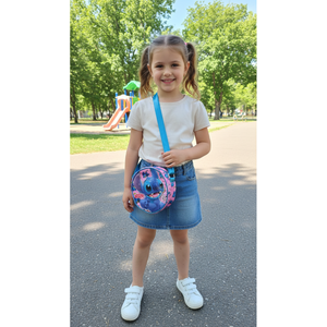 Borsa Passeggio Stitch Angel DISNEY Borsetta Rotonda 17 CM con Tracolla Regolabile- 09218