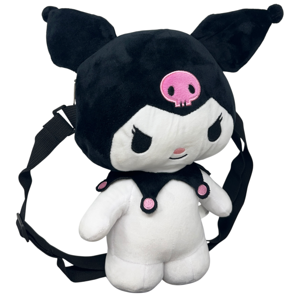 Borsetta in Peluche Kuromi Sanrio con Tracolla Regolabile Accessorio da Passeggio Bambini- 6287