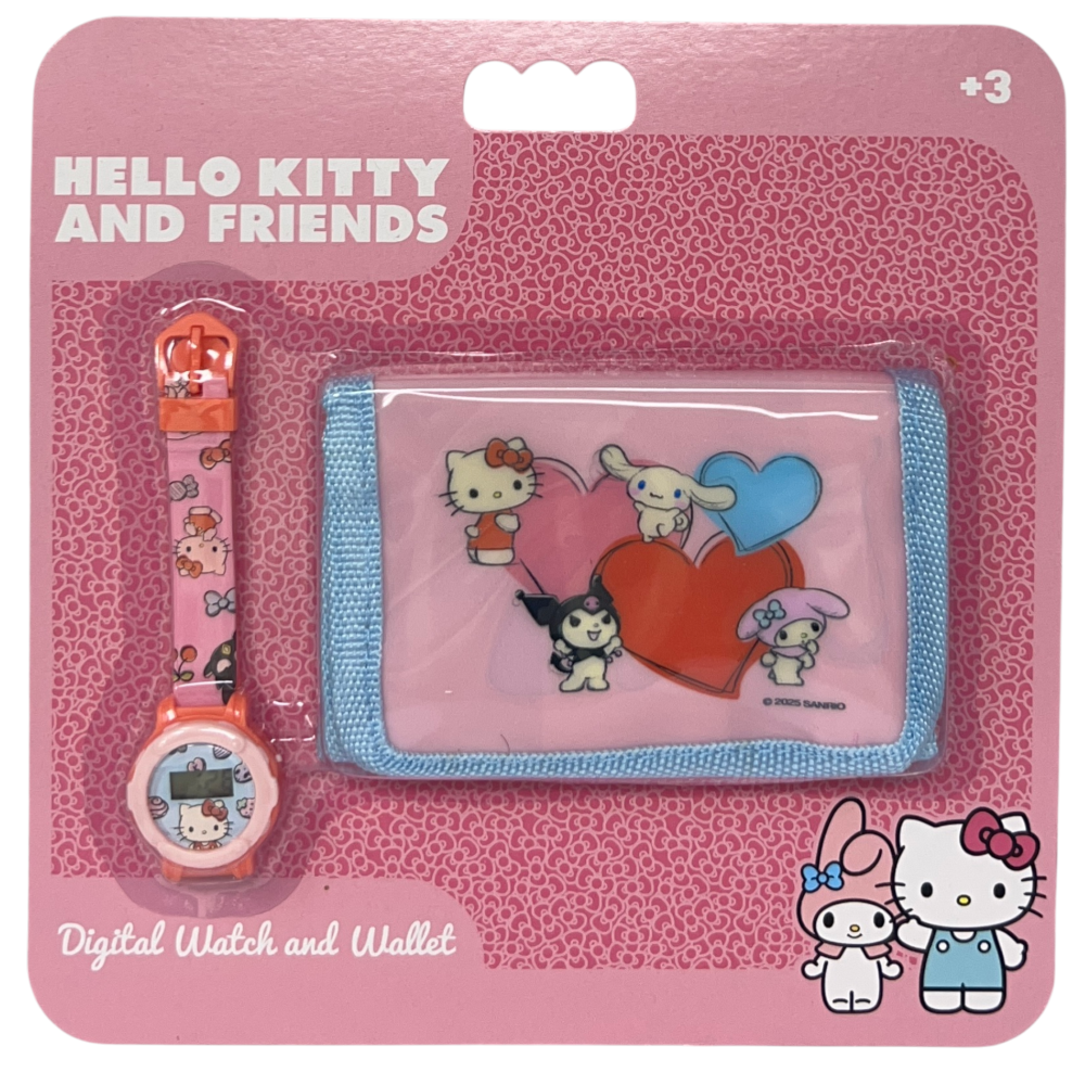 Set Orologio da Polso Digitale + Portafogli Hello Kitty Accessori per Bambini - Gnt01hk