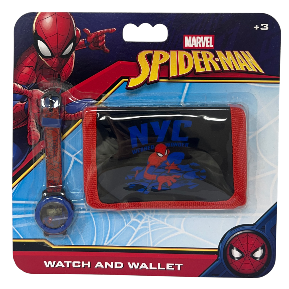 Set Orologio da Polso Digitale + Portafogli Spiderman Accessori per Bambini - Gnt01sp