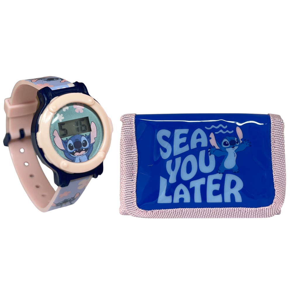 Set Orologio da Polso Digitale + Portafogli Stitch Accessori per Bambini - Gnt01st