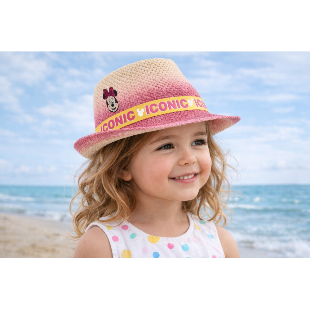 Cappello in Paglia Minnie Mouse DISNEY Estivo Neonata - We4029