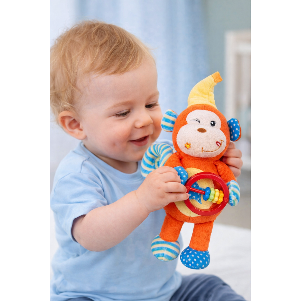 Peluche Scimmia Activity Femminuccia con Giochi per Carrozzina Cm.27 Venturelli - 785104