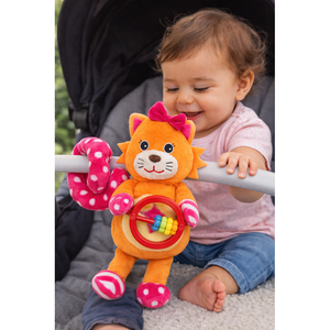 Peluche Leone Activity Femminuccia con Giochi per Carrozzina Cm.27 Venturelli - 785104
