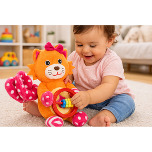 Peluche Leone Activity Femminuccia con Giochi per Carrozzina Cm.27 Venturelli - 785104