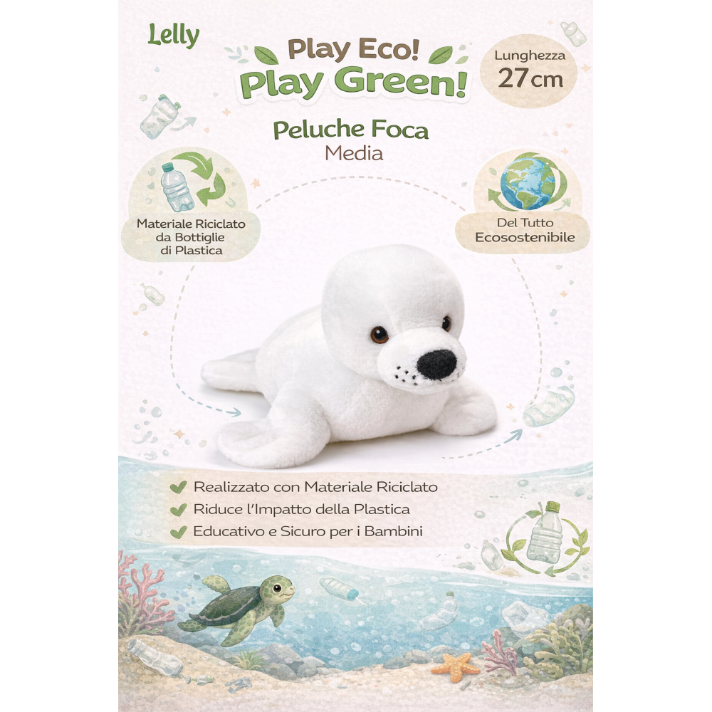 Peluche Foca Grs Cm. 30 Plastica Reciclata Lelly - 800056