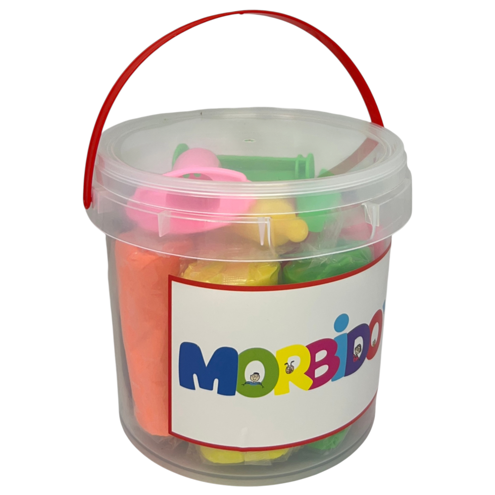 Set Plastilina con Secchiello 10 Pezzi in Bustine da 100 Gr 3 Accessori Gioco Bambino - 5285