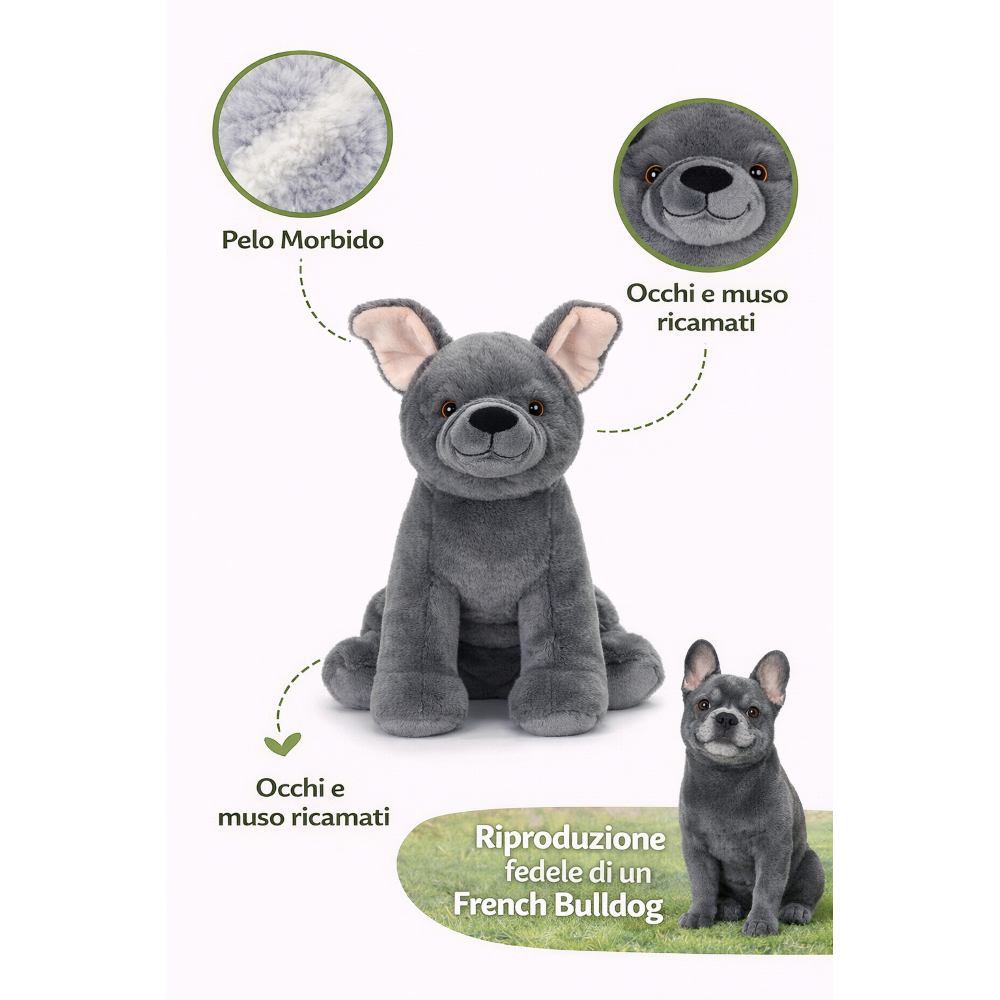 Peluche Cane French Bulldog Grs Cm. 30 Plastica Reciclata Lelly - 800213