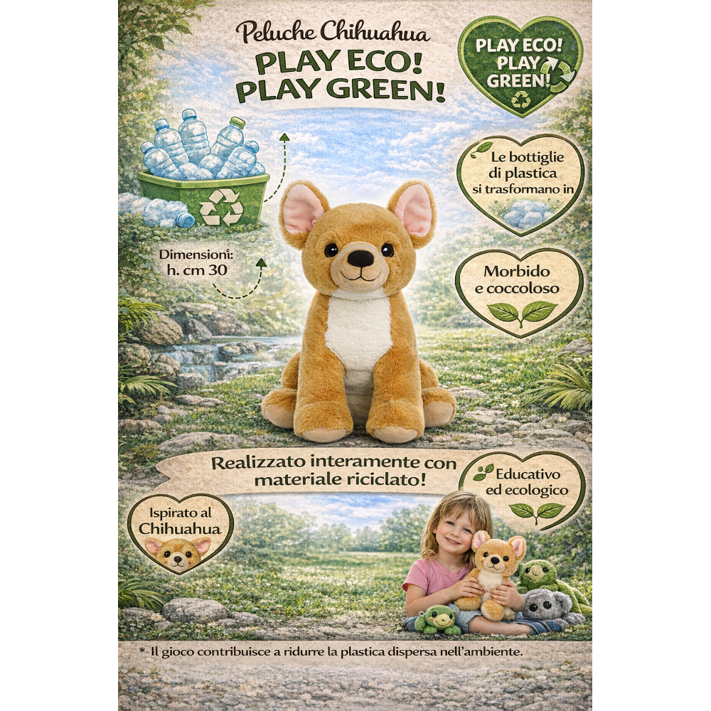 Peluche Chiwawa Grs Cm. 30 Plastica Reciclata Lelly - 800211