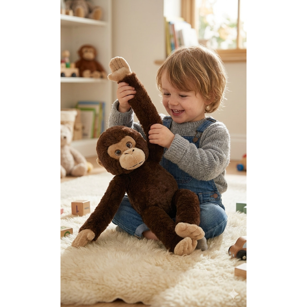Peluche Scimmia con Velcro 39 CM Pupazzo Realizzato in Plastica Reciclata - 800235/2