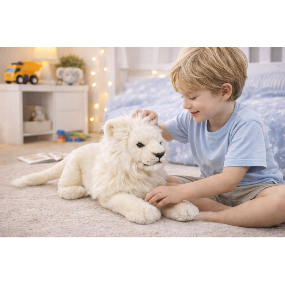 Peluche Leone Bianco CM 53 Pupazzo per Bambini Lelly - 650014
