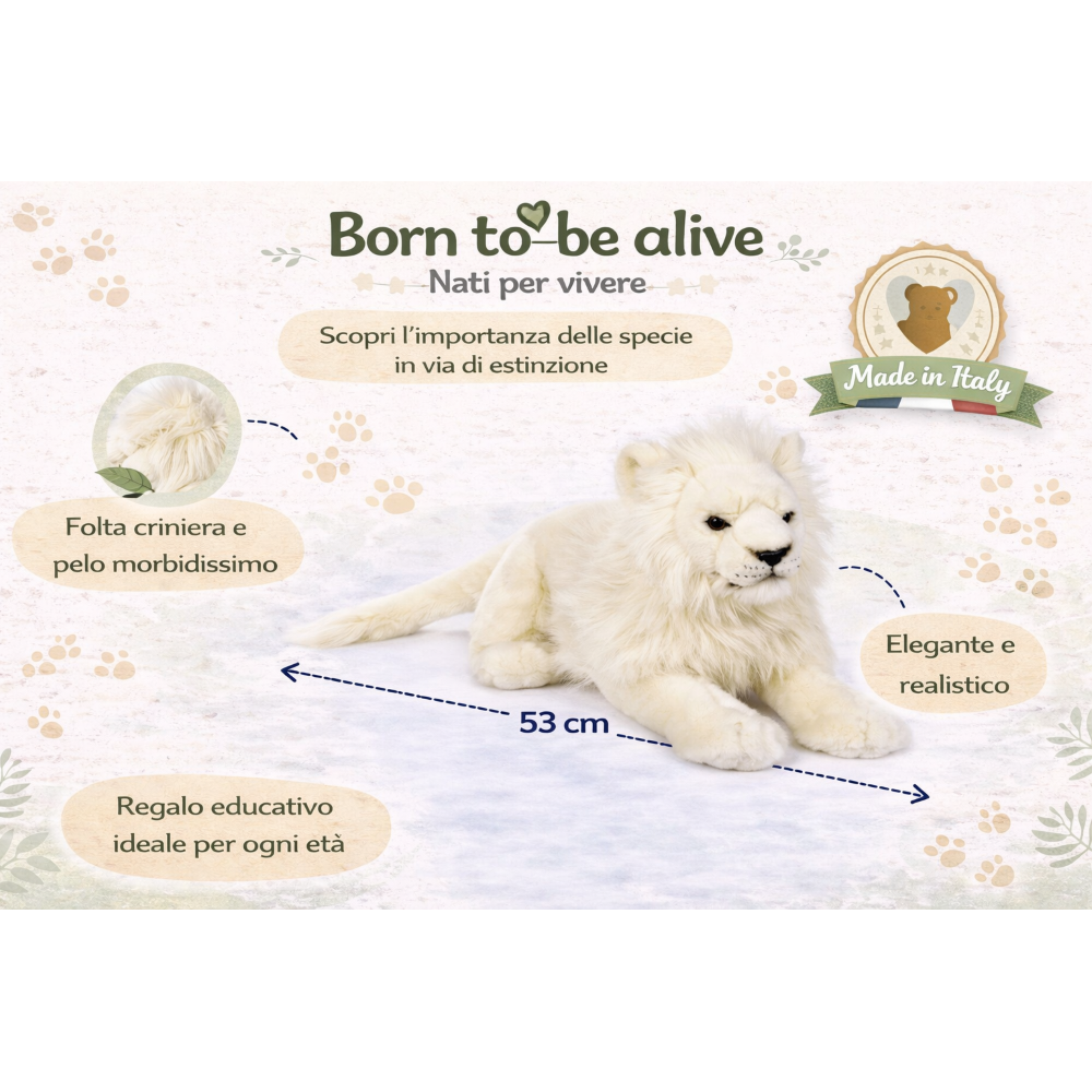 Peluche Leone Bianco CM 53 Pupazzo per Bambini Lelly - 650014