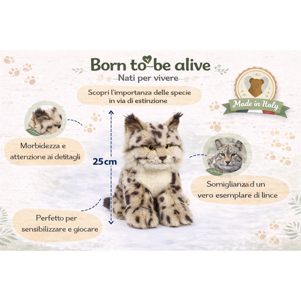 Peluche Lince CM 25 Pupazzo per Bambini Lelly - 650021