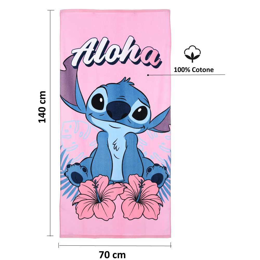 Telo Mare Stitch DISNEY 140 X 70 CM in Cotone Asciugamano Bambini per Spiaggia Piscina - Ez18082