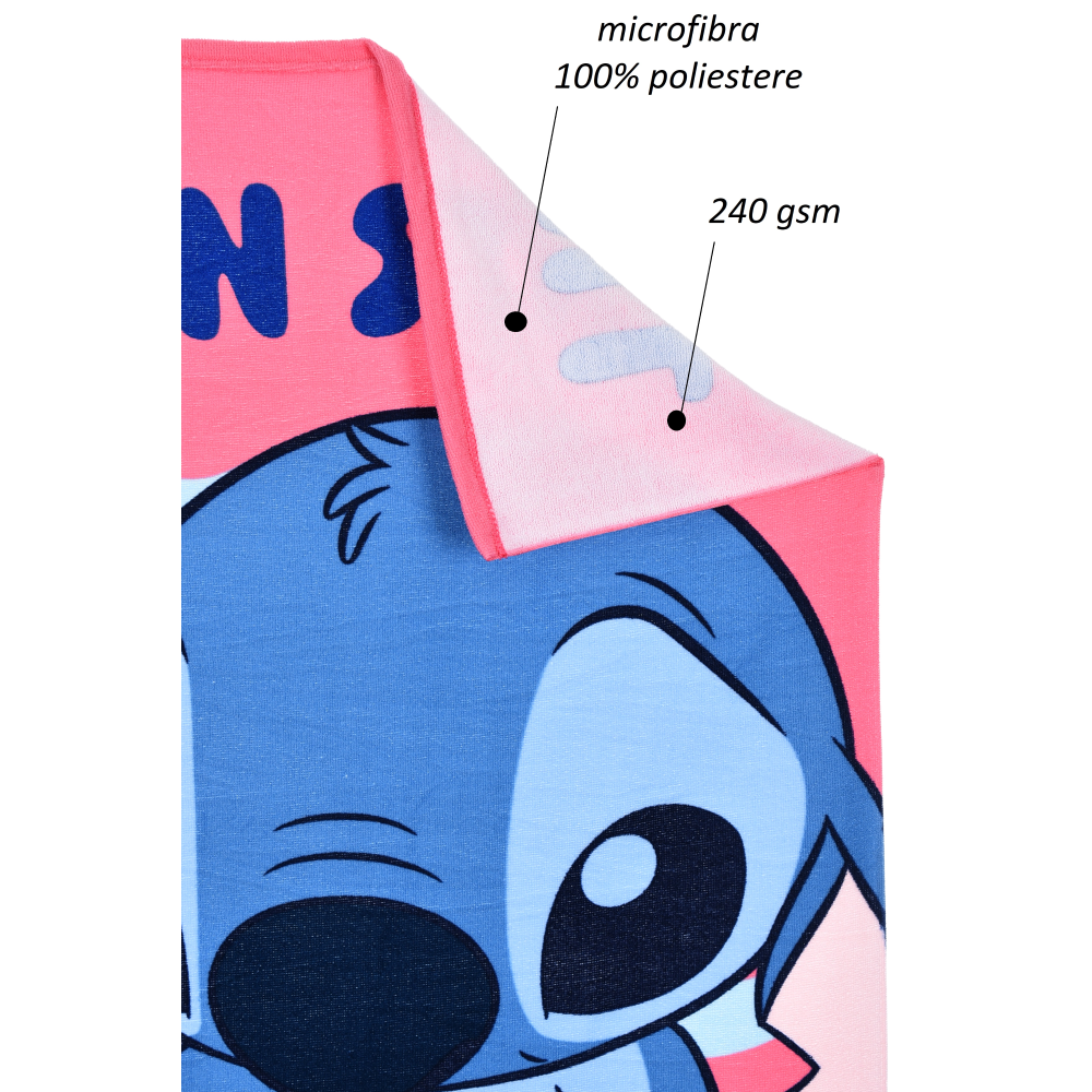 Telo Mare Stitch DISNEY Microfibra Asciugamano Bambine Ideale Spiaggia Piscina - Ez18081