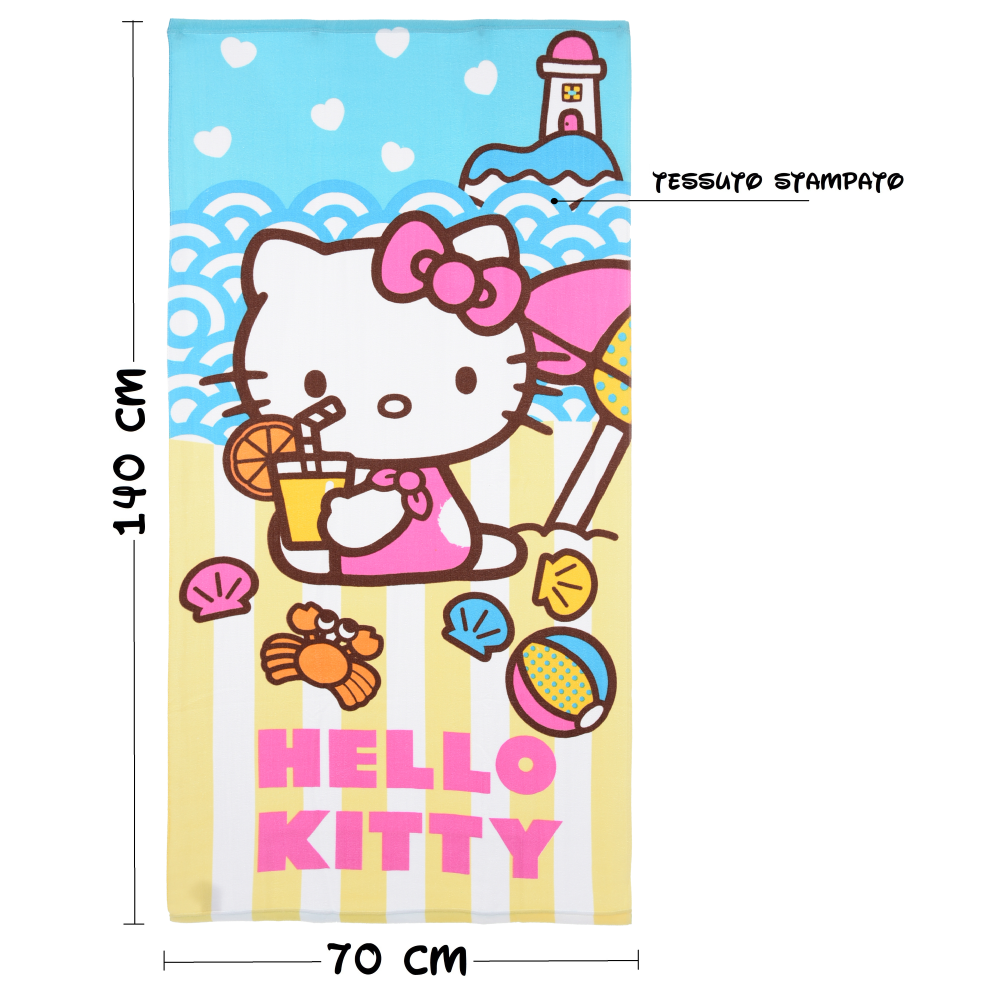 Telo Mare Hello Kitty Sanrio Microfibra Asciugamano Bambine Ideale Spiaggia Piscina - Ez18041
