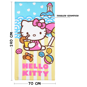 Telo Mare Hello Kitty Sanrio Microfibra Asciugamano Bambine Ideale Spiaggia Piscina - Ez18041