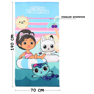 Telo Mare Gabby's Dollhouse Microfibra Asciugamano Bambine Ideale Spiaggia Piscina - Ez18037