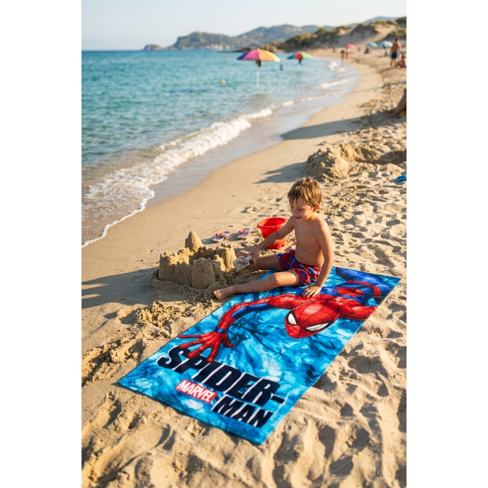 Telo Mare Spiderman MARVEL Microfibra Asciugamano Bambini Ideale Spiaggia Piscina - Ez18173