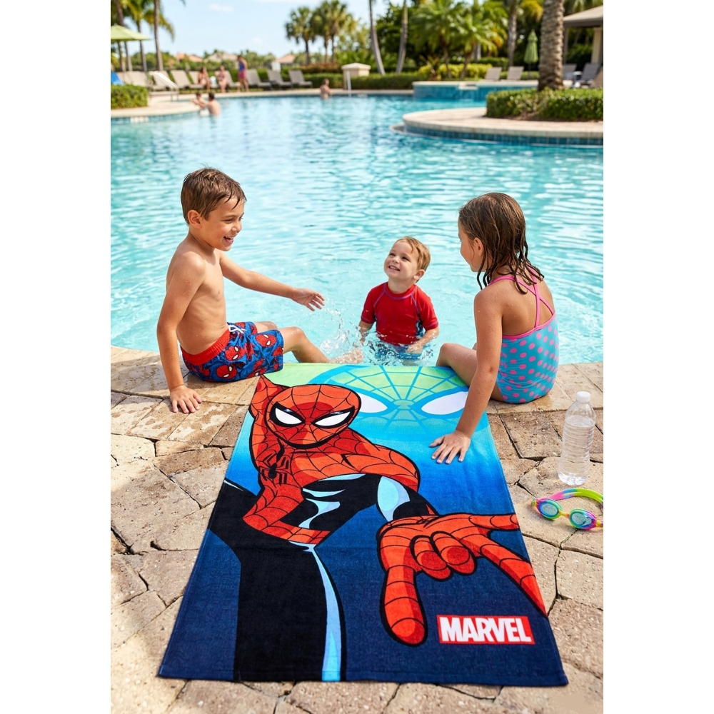 Telo Mare MARVEL Spiderman Microfibra Asciugamano Bambini Ideale Spiaggia Piscina - Ez18172