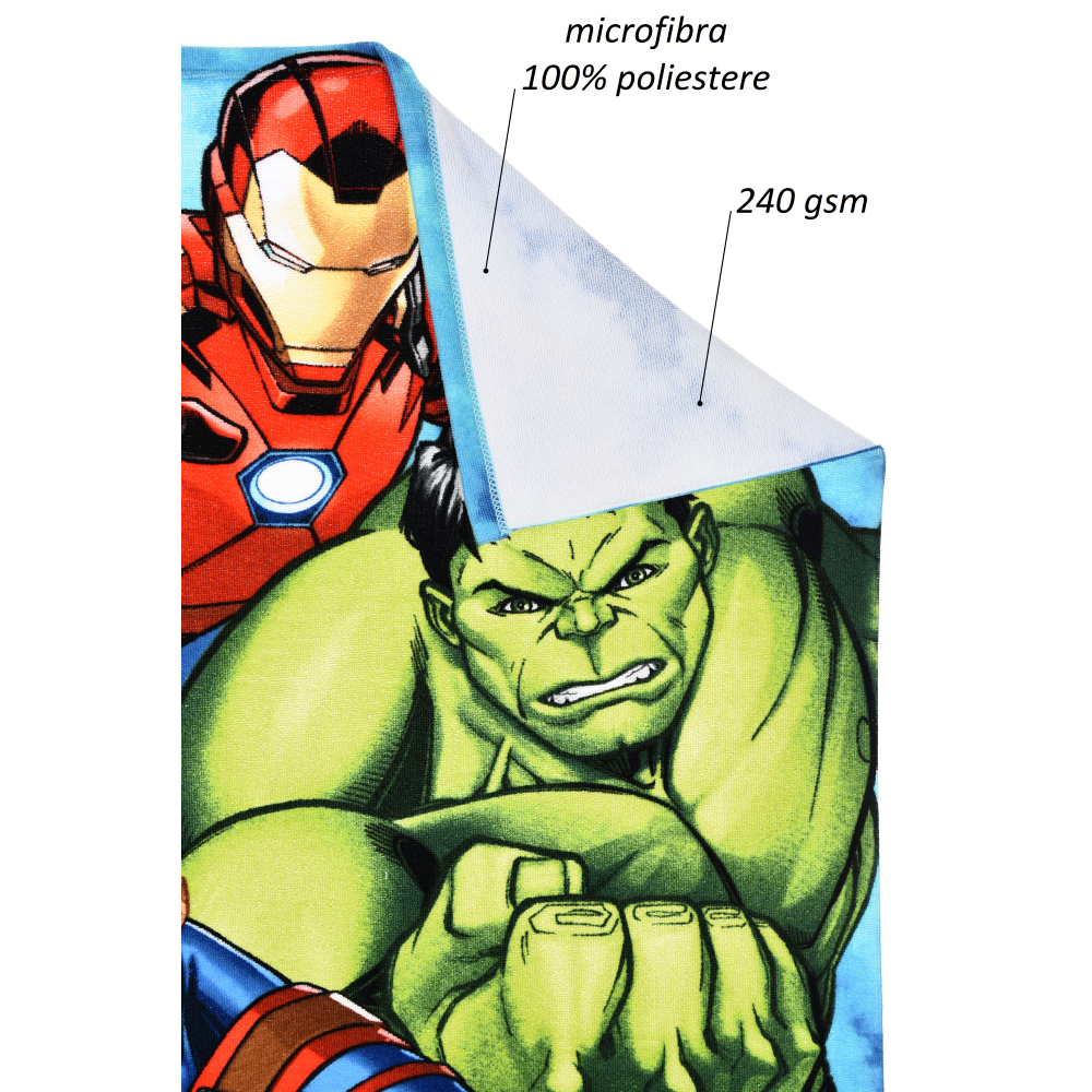 Telo Mare Avengers MARVEL Microfibra Asciugamano Bambini Ideale Spiaggia Piscina - Ez18189