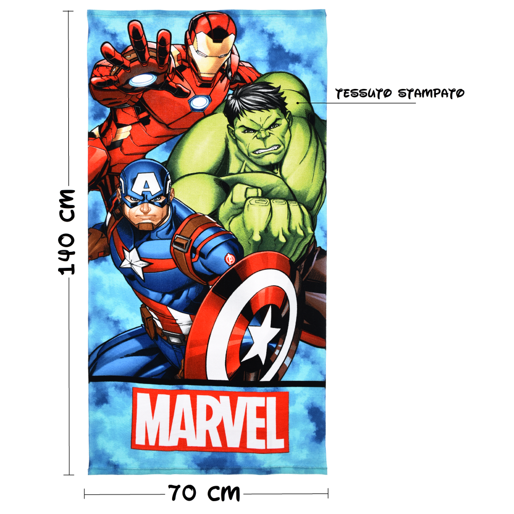 Telo Mare Avengers MARVEL Microfibra Asciugamano Bambini Ideale Spiaggia Piscina - Ez18189