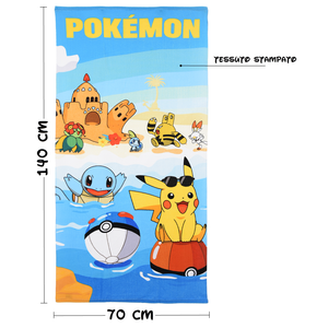 Telo Mare Pokémon Microfibra Asciugamano Bambini Ideale Spiaggia Piscina - Ez18139
