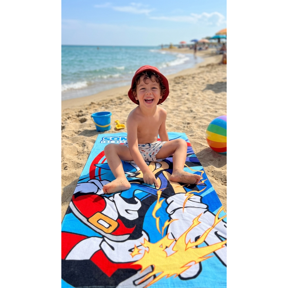 Telo Mare Sonic Asciugamano per Bambini in Microfibra CM 140x70 - Son37-6108