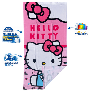 Telo Mare Hello Kitty Sanrio Asciugamano per Bambini in Microfibra CM 140x70 - Hk37-0025
