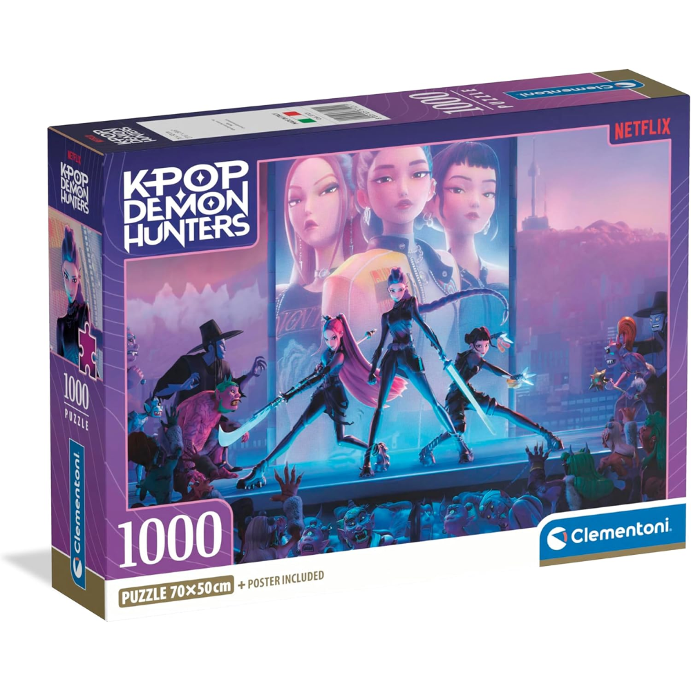 Puzzle Clementoni 1000 Pezzi K-Pop Demon Hunters Zoey Rumi Mira per Ragazzi e Adulti con Poster - 388876