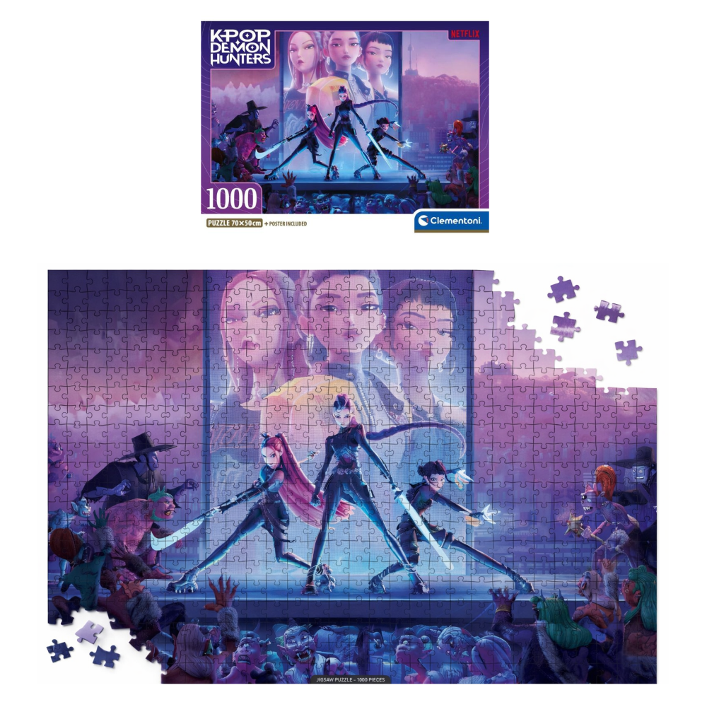 Puzzle Clementoni 1000 Pezzi K-Pop Demon Hunters Zoey Rumi Mira per Ragazzi e Adulti con Poster - 388876