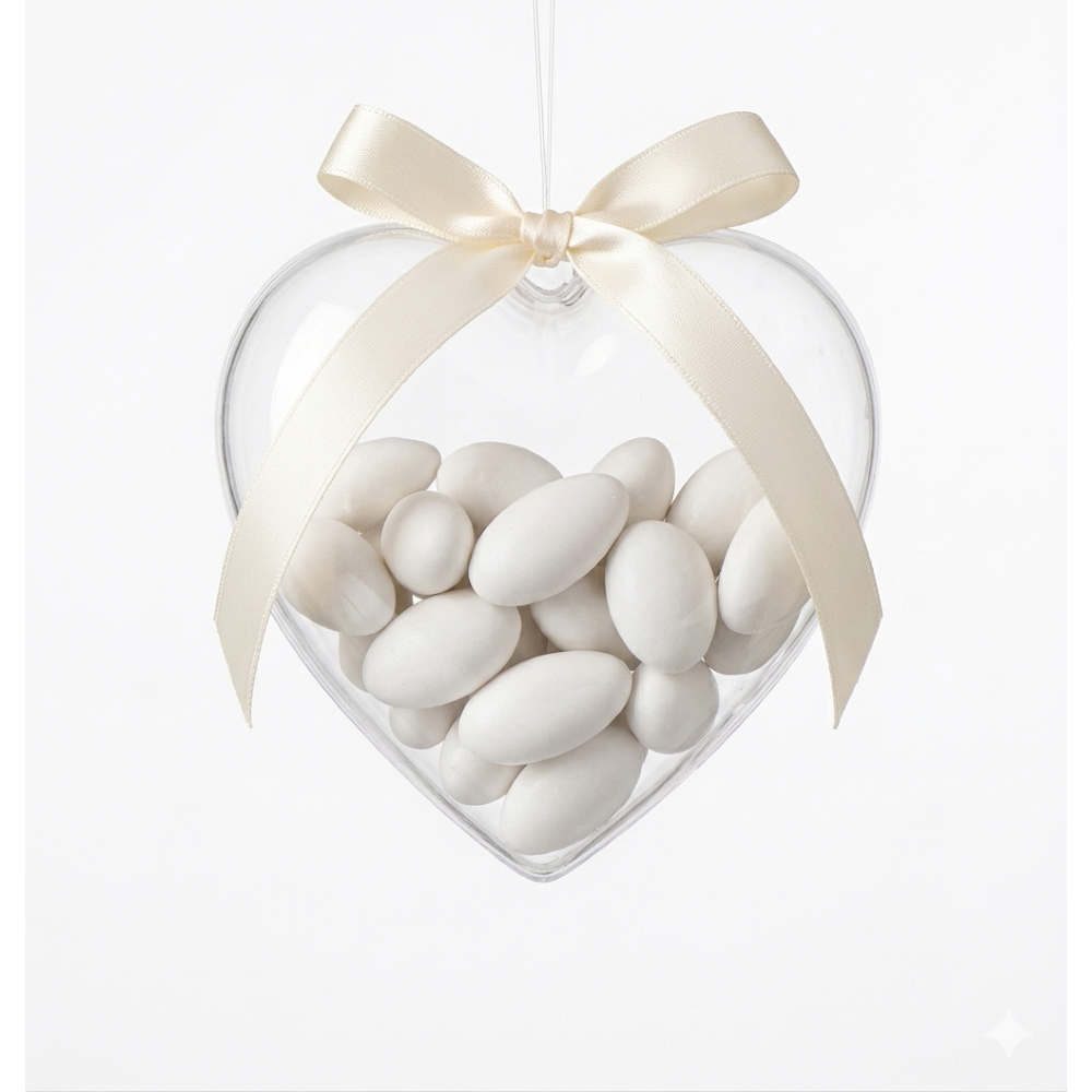 Bomboniere DISNEY Scatolina in Plastica Trasparente a Cuore Cm. 6x6x3.5