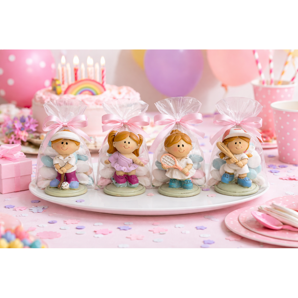 Bomboniera Statuina in Resina Bimba Atleta Baseball Tennis Golf Pattinaggio 6 CM per Cerimonie