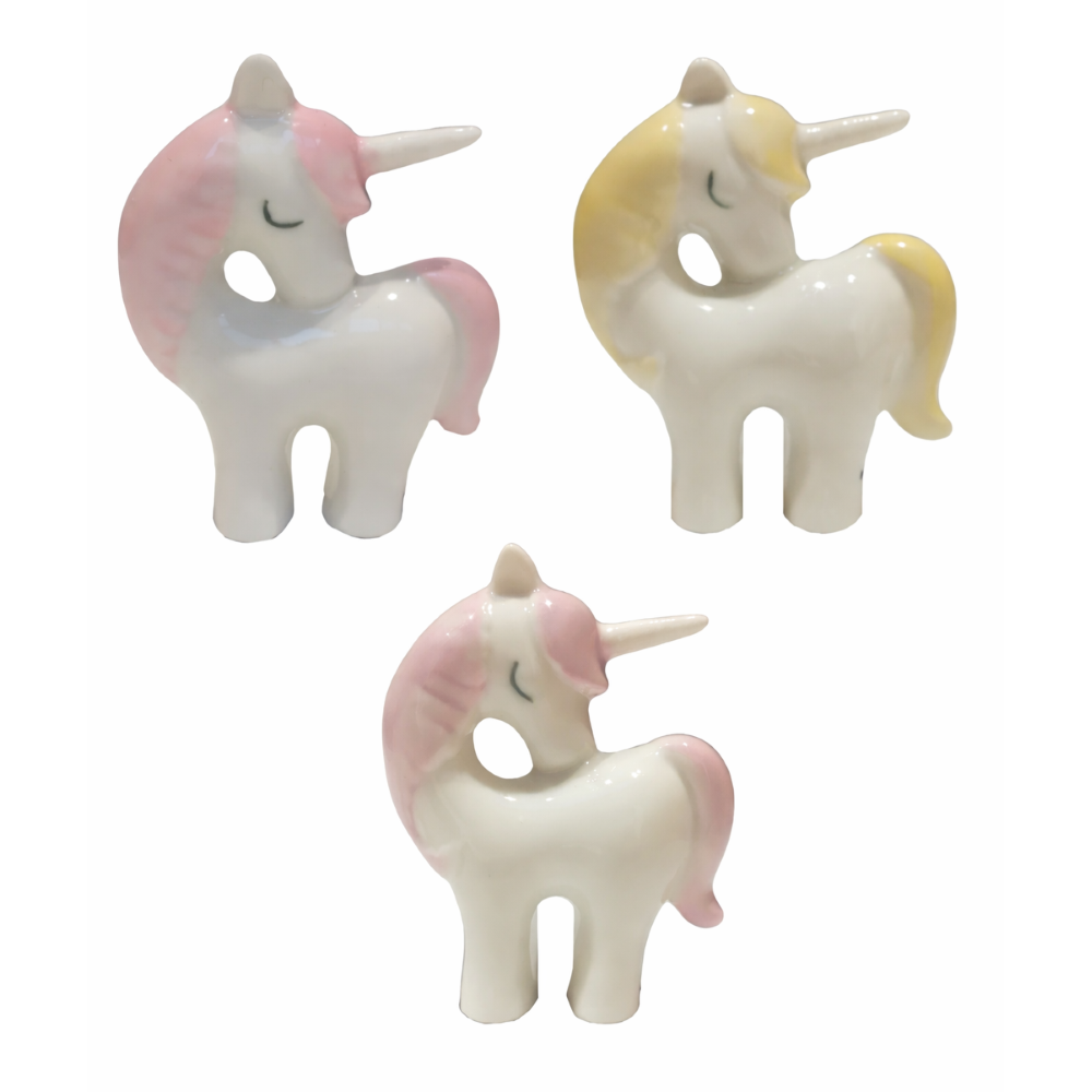 Bomboniera Statuina Unicorno in Porcellana Assortita in 3 Colori Ilary Queen - Iq3209