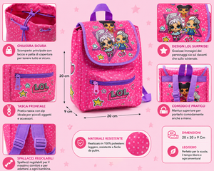 Zaino Athletic Trendy Lol Suprise Bambina Asilo Borsa Scuola Tempo Libero Cm.20x20x9 - B99195mc