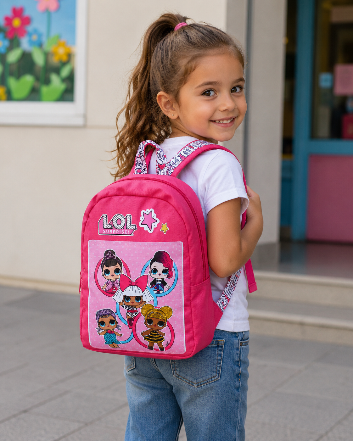 Zaino Lol Suprise Tessuto Jeans Denim Bambina Asilo Borsa Scuola Tempo Libero Cm.28x21 - B99217mc