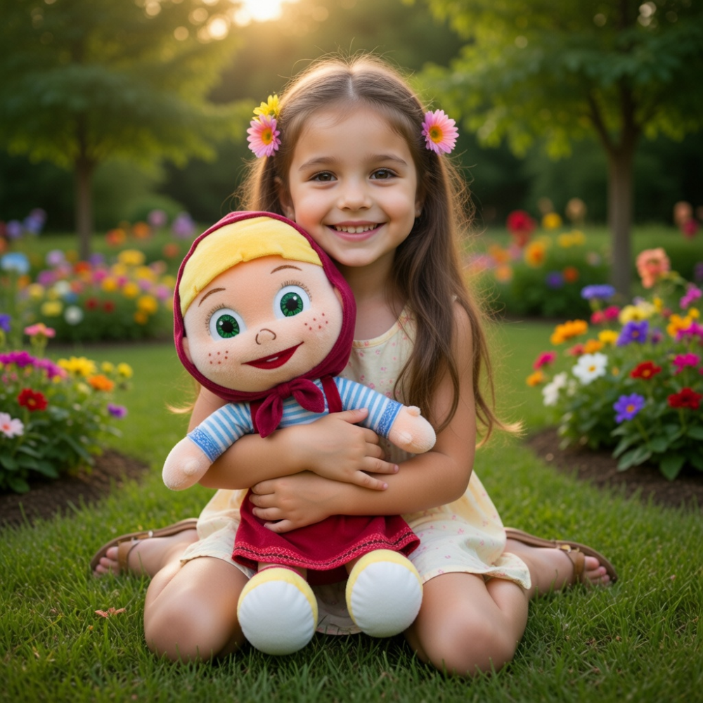 Peluche Masha e Orso Morbido Pupazzo Masha Seduta 50 CM - Pts252595a/50