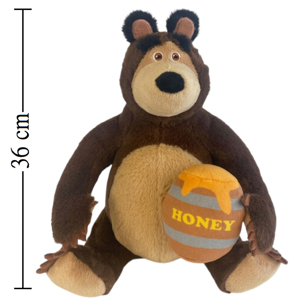 Peluche Masha e Orso Morbido Pupazzo Orso con Barilotto di Miele 36 CM - Pts252594a/35